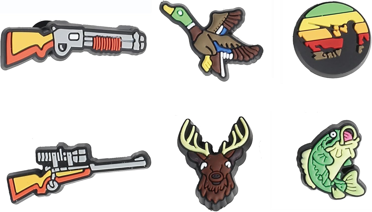 Hunting Shoes Charms Set - Animal Gun Deer Duck Fishing Dad Charm Set PVC Decoration