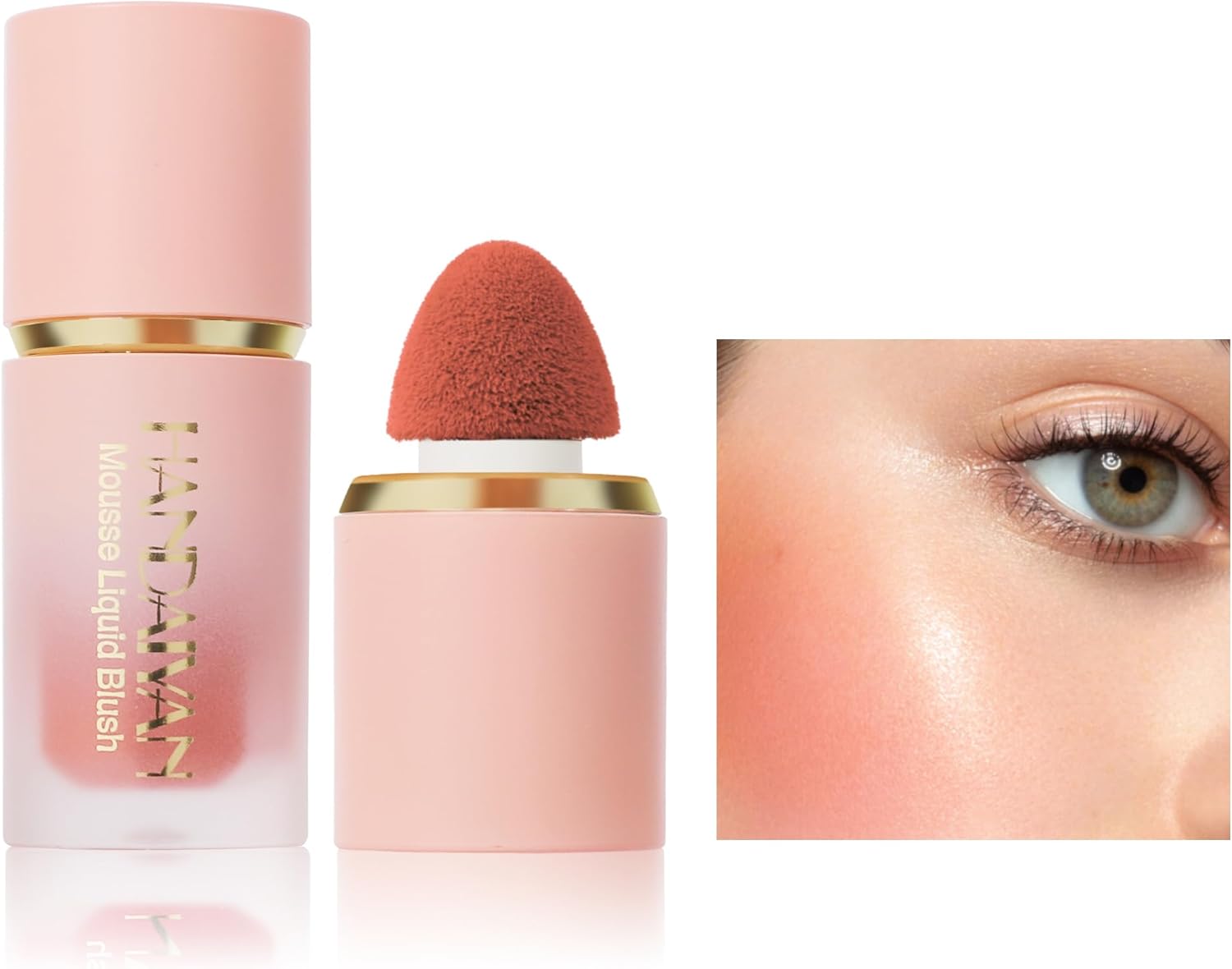 Matte Cream Blush Soft Lightweight Liquid Blush for Cheeks Natural Looking Color Long-Wearing Smudge Proof Pink Liquid Blusher Makeup (2#Rose)