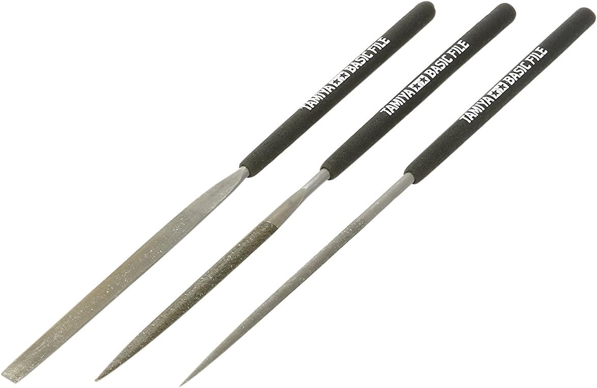 Tamiya Set of 3 Basic Metal Files with Black Handles (5mm / 4.5mm / 2.5mm)