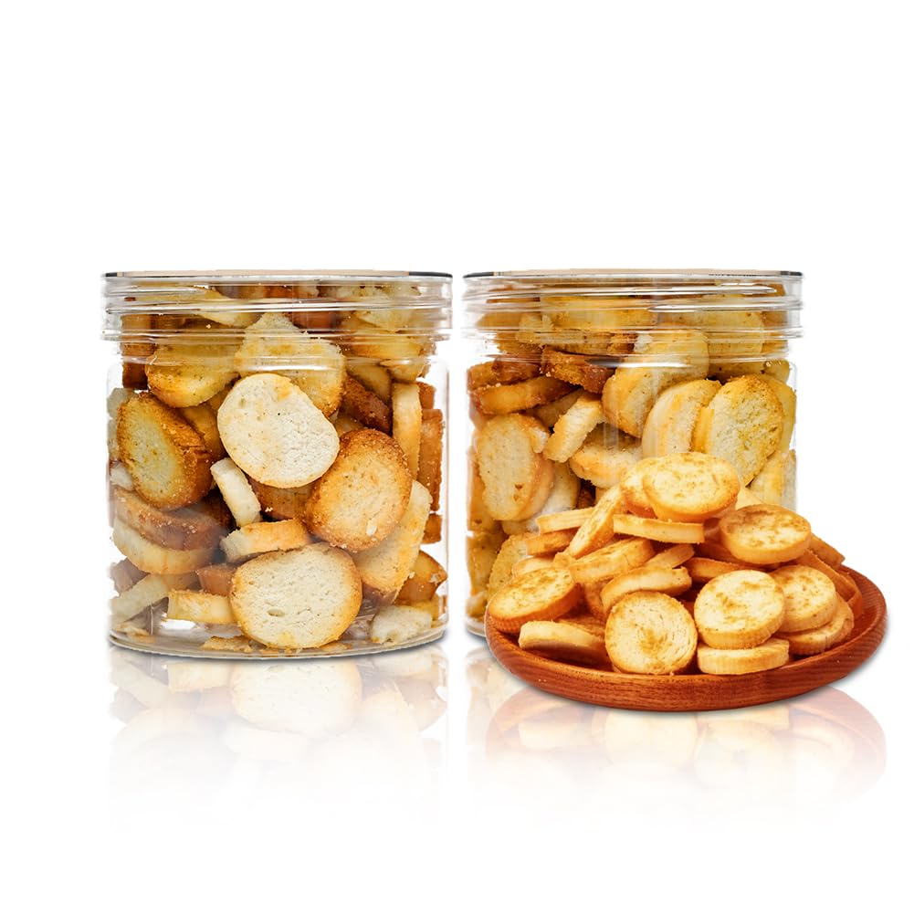 EAPC Crunchy Grilled Steamed Buns Chunks - Chinese Bread Cubes Snack, Crispy Buns, Portable Bucket Pack, Ready to Eat, 5.28oz/150g - 2 Flavor Pack (BBQ & Salt and Pepper)