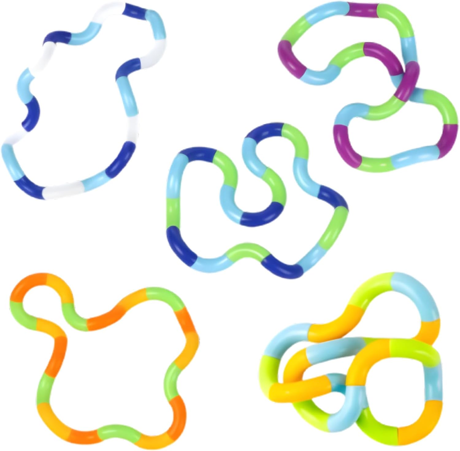 Siliget 5 Pcs Tangle Fidget Toy for Anxiety, Removable Splicing for Kids and Adults, Stress Relief Silent Toy