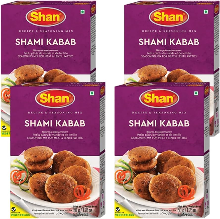 Masala & Powder Bundle with Shan Shami Kabab Masala Recipe & Seasoning Mix 50g - 4 Pack | Mix For Meat & Lentil Patties, Suitable For Vegetarians.