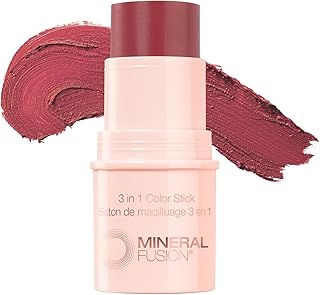 Mineral Fusion 3-in-1 Color Stick, Instant Color Pop and Blush for Cheeks, Creamy Lightweight Formula, Multi-Use Eye, Face, and Lip Makeup, Berry Glow