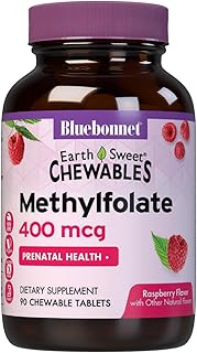 Bluebonnet Earth Sweet Cellular Active Methylfolate 400 mcg Chewable Tablets, 90 Count