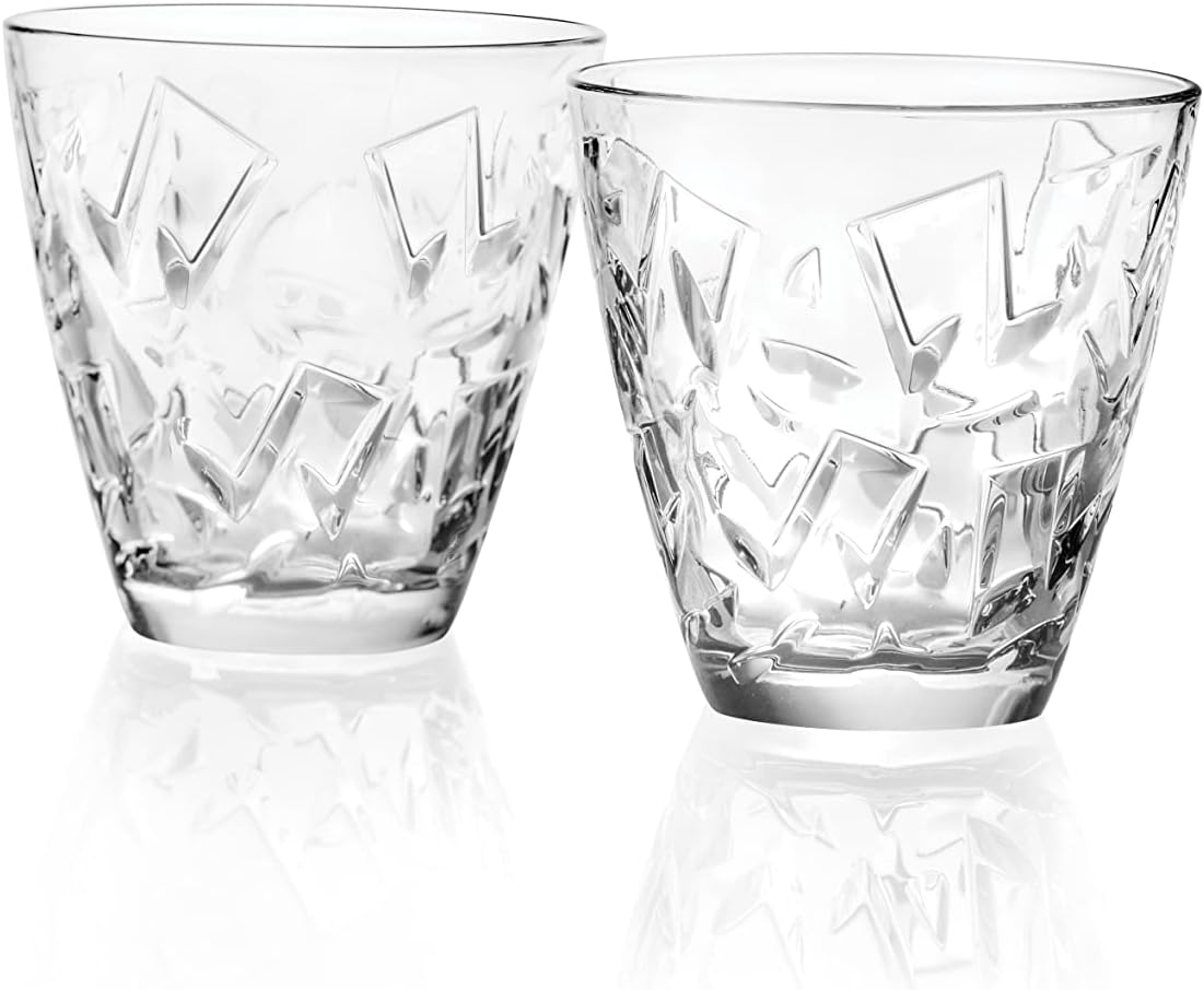 RCR Da Vinci Transparent Tumblers. Set of Two Tumbler Glasses. Perfect for Whiskey.