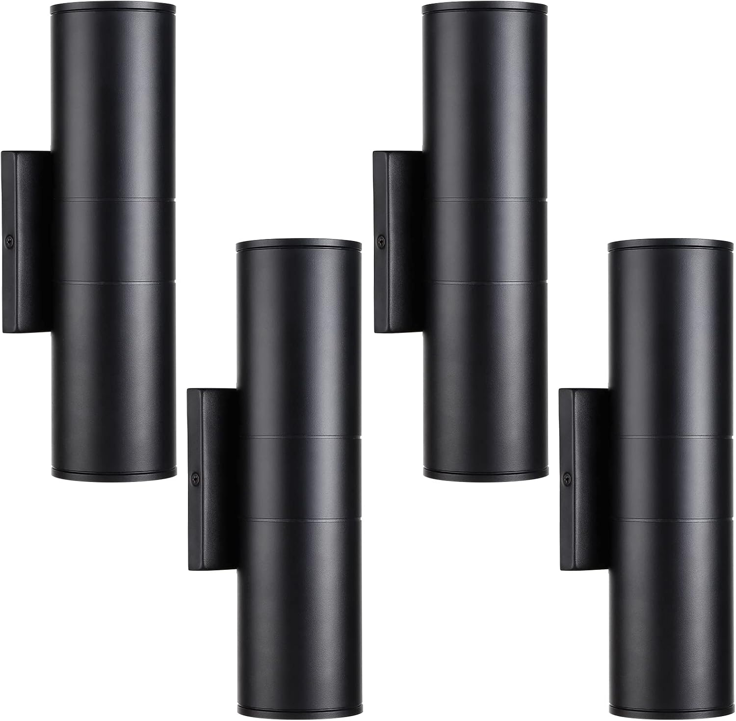 LEONLITE Integrated LED Cylinder Up Down Wall Light Outdoor, 100V-277V 20W Aluminum Waterproof High-end Wall Sconce in 2 Lights, ETL-Listed Exterior Front Door Porch Light, 3000K Warm White, Pack of 4