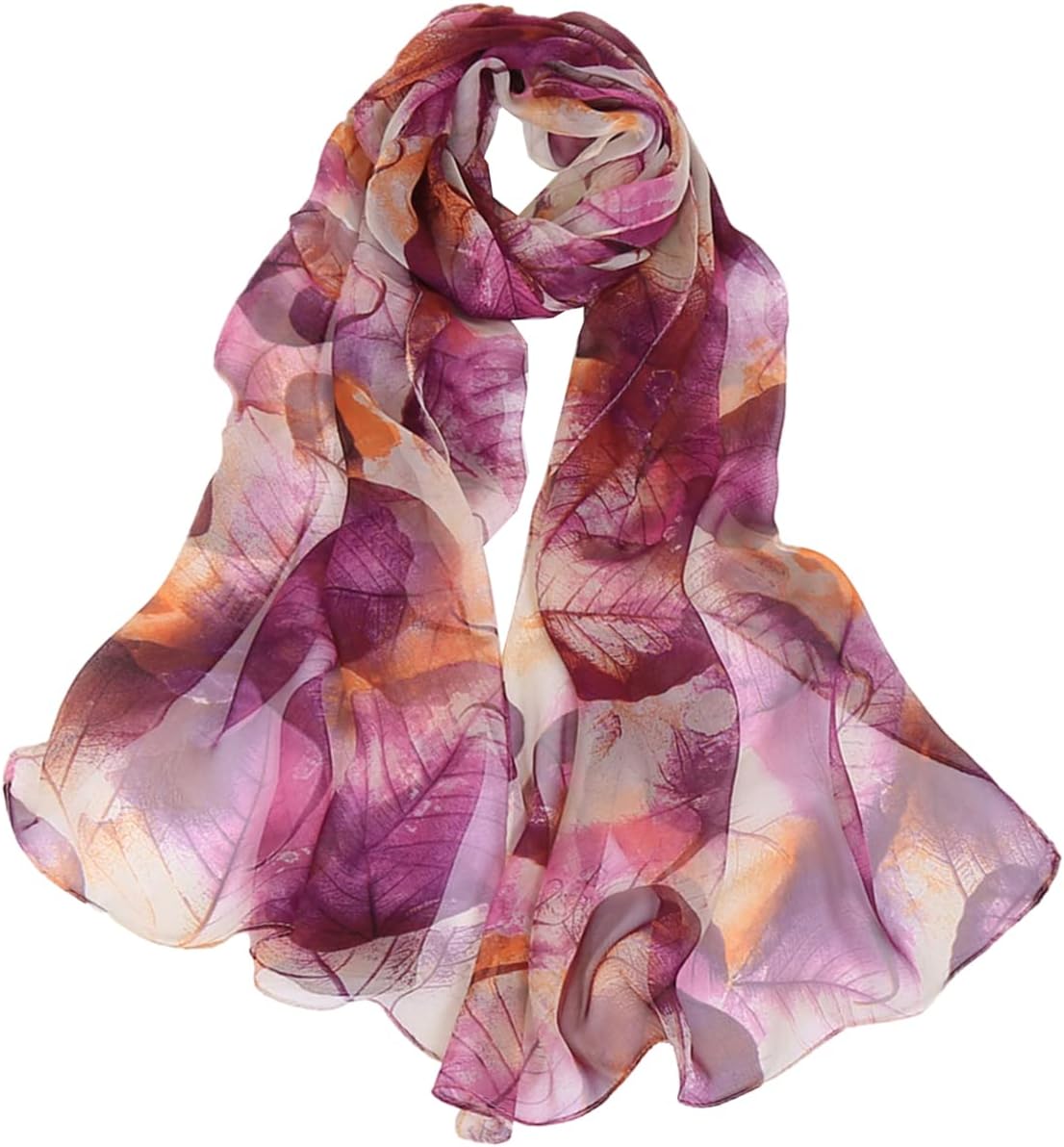 FARIYGATE Women's Scarves & Wraps Smooth Soft and Lightweight Georgette Chiffon Neck Scarf Retro Floral Hair Head Bandanas Neckerchief