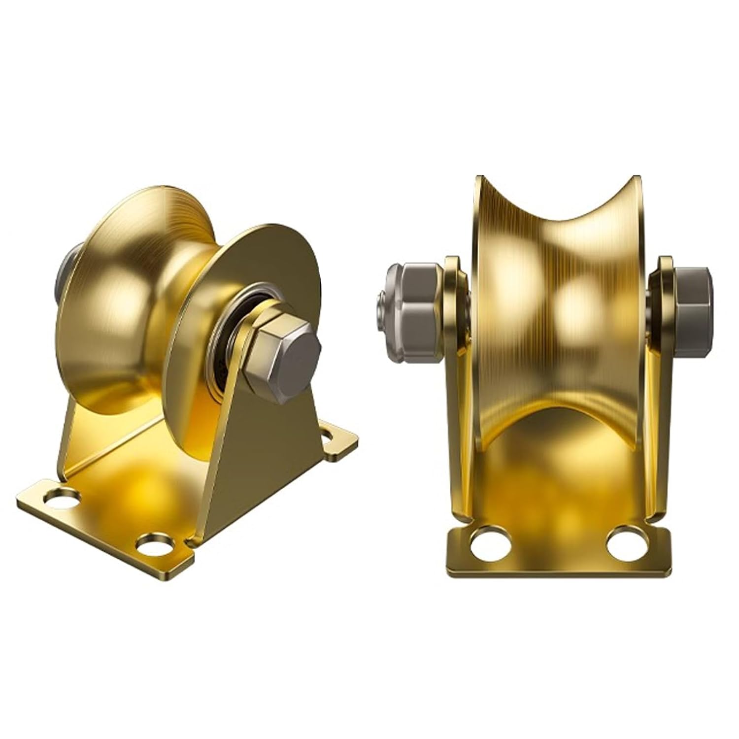 Steel U Groove Wheel Pulley,2pcs Heavy Duty Rigid Caster with Bracket Sliding Gate Rollers,Double Bearing,for Inverted Track,Wire Rope Rail,Load 200-1000kg (60mm(2.36in))