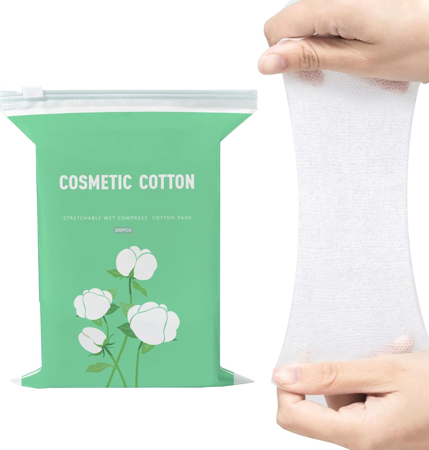 EKIND 200 Pcs Premium Stretchable Cosmetic Cotton Pads, Combination of Open & Unopened Holes, Moisturizing Facial Makeup Cotton, for Women's Beauty and Personal Care