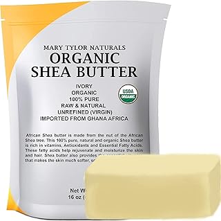 Mary Tylor Naturals Organic Shea butter 1 lb — USDA Certified Raw, Unrefined, Ivory From Ghana Africa — Great for Hair, Skin and all your DIY Projects