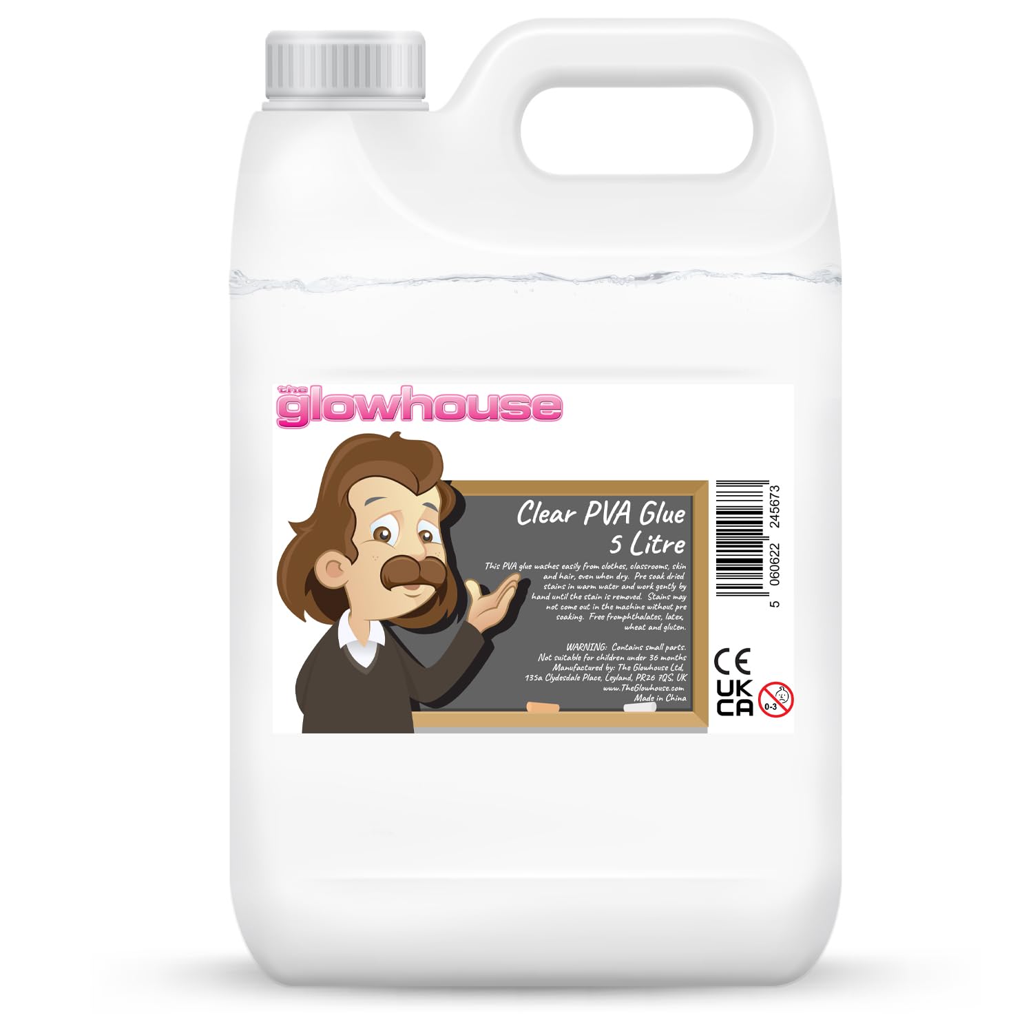 Glowhouse Premium 5L Washable Clear PVA Glue - Eco Craft & School Glue for Slime (5 Litre)