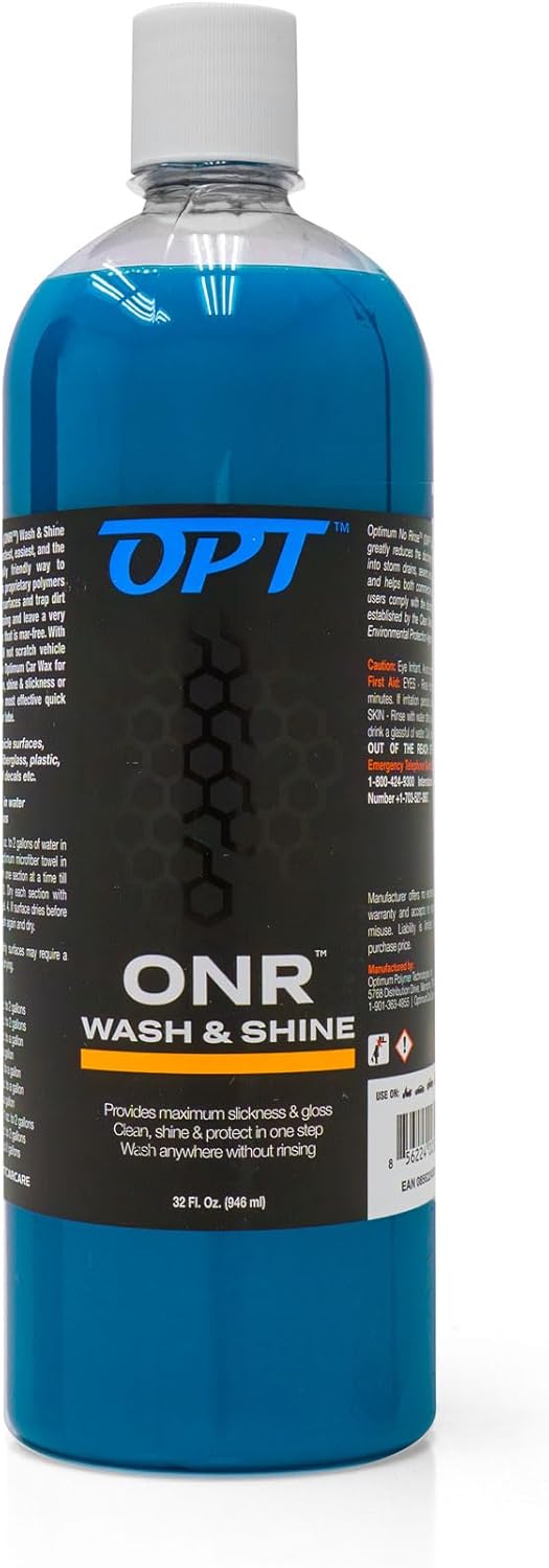 Optimum No Rinse Wash and Shine - ONR Car Wash, New Formula Version 5, Safe on Paint, Coatings, Wraps, and Interior, Rinseless Wash provides a Car Wash Soap Alternative (32 oz)