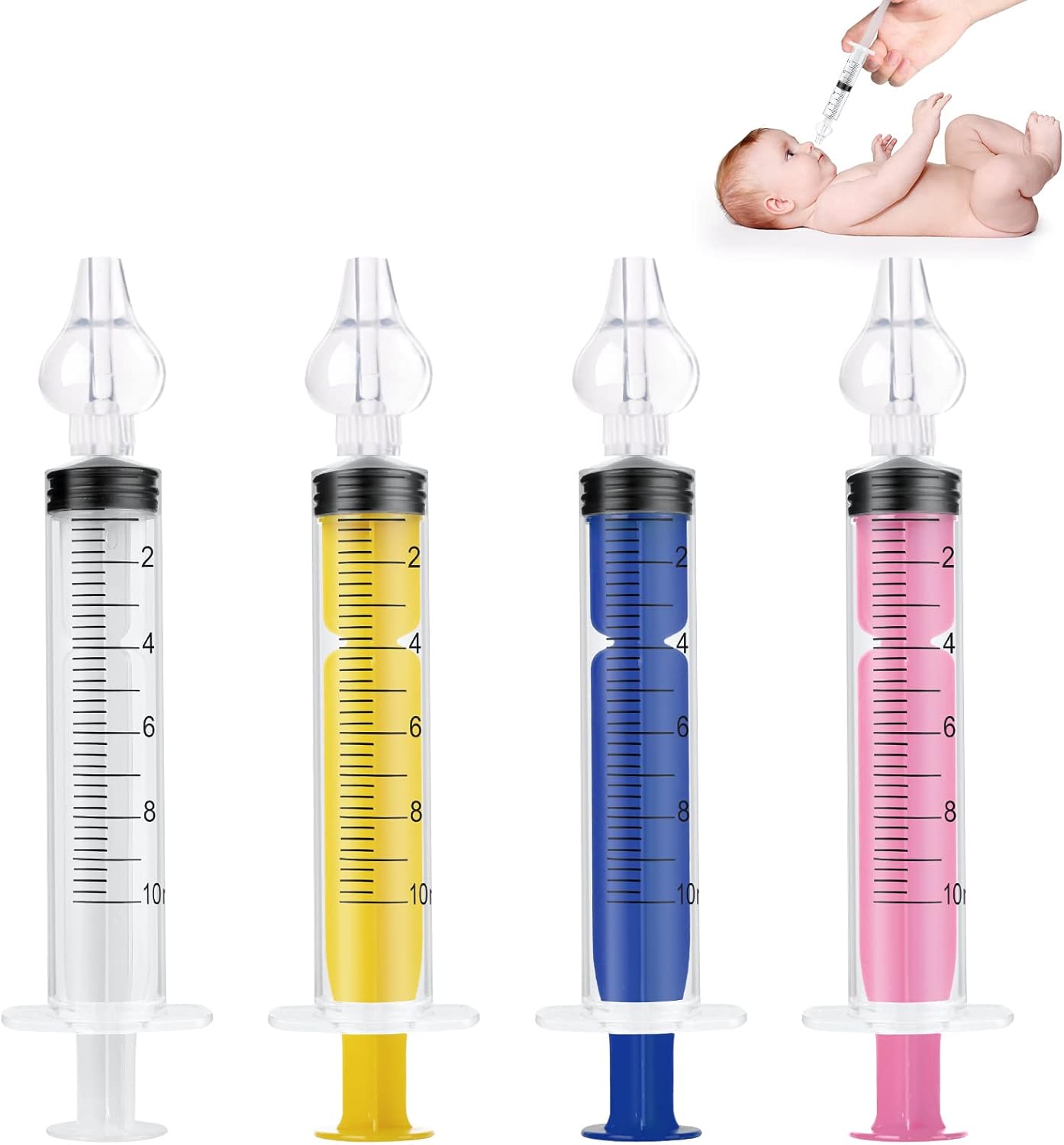 Vicloon Nasal Aspirator, 4pcs Baby Nasal Aspirator, Nose Cleaner Nasal Irrigator for Newborns Toddlers, Safe Nose Cleaner with Cleanable & Reusable Silicone Nasal Suction Tip