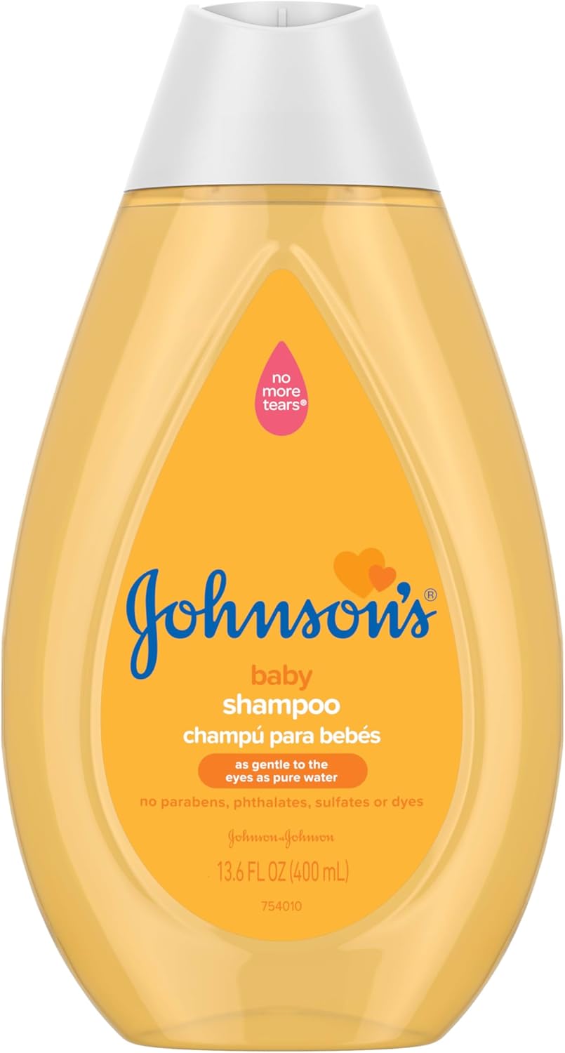 Johnson's Baby Shampoo with Tear-Free Formula, Tear-Free Shampoo for Baby's Delicate Scalp & Skin, Gently Washes Away Dirt & Germs, Hypoallergenic, Paraben- & Sulfate-Free, 13.6 fl. oz