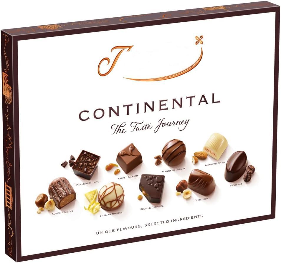 Thortans Continental, Chocolate Gift, Unique Flavours Milk, White, Dark Chocolate, 264g