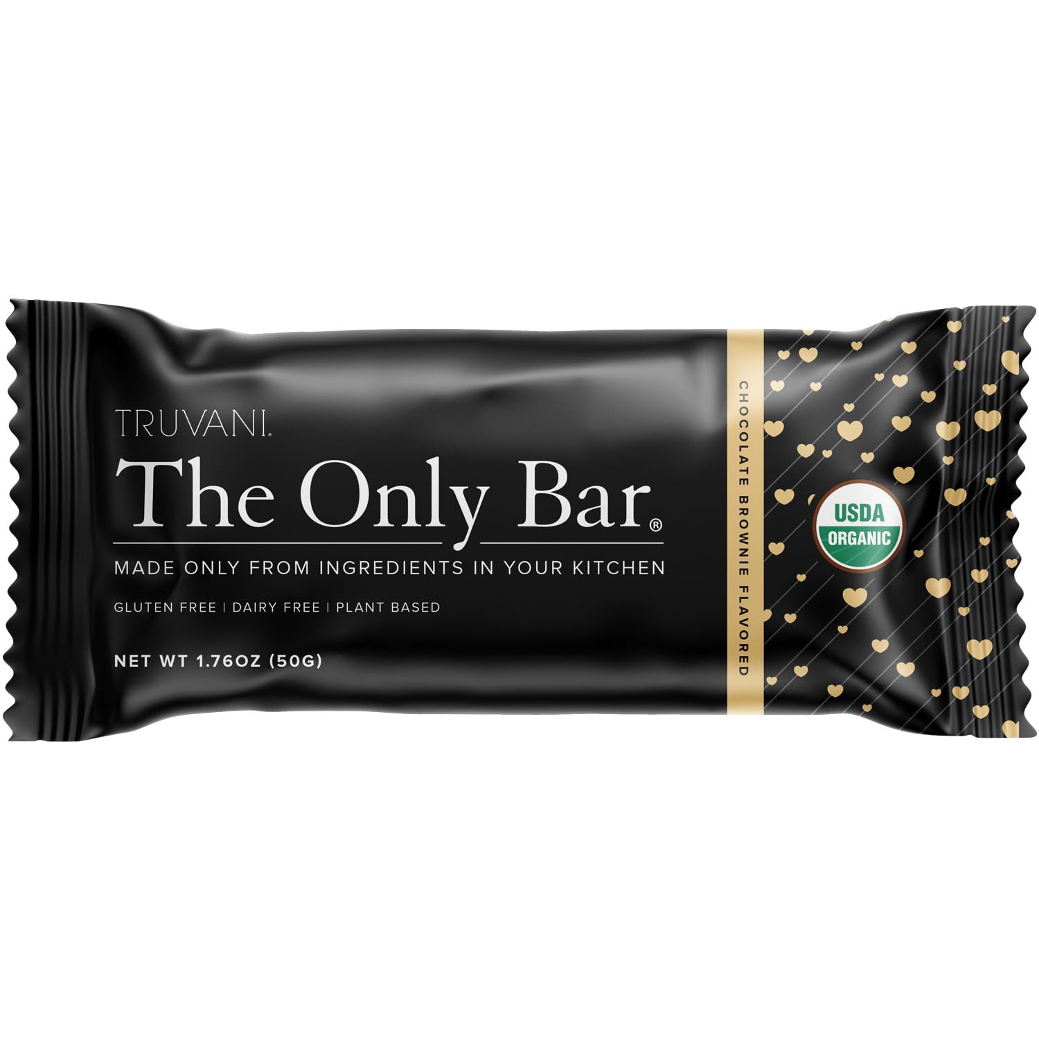 Truvani Plant Based Snack Bars | Chocolate Brownie 1 Pack | 7g Protein | USDA Organic and Vegan | The Only Bar | Dairy, Soy, and Gluten Free | Individually Wrapped