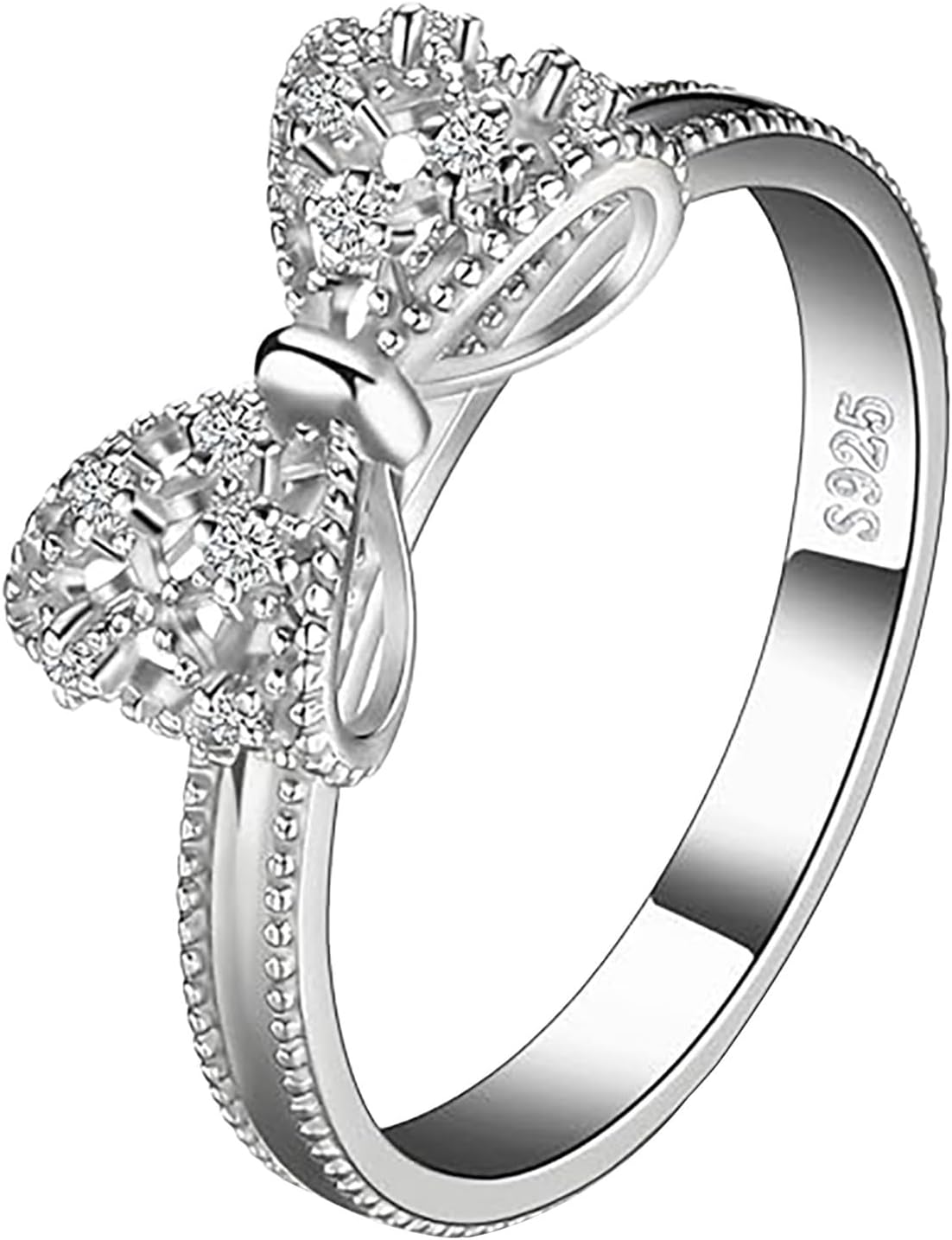 White Yellow Rose Gold Plated 925 Silver Rings for Women, Cubic Zirconia Promise Rings for Her, Stackable Wedding Bands Rings for Women Infinity Forever Love Knot Ring,Anniversary Jewelry