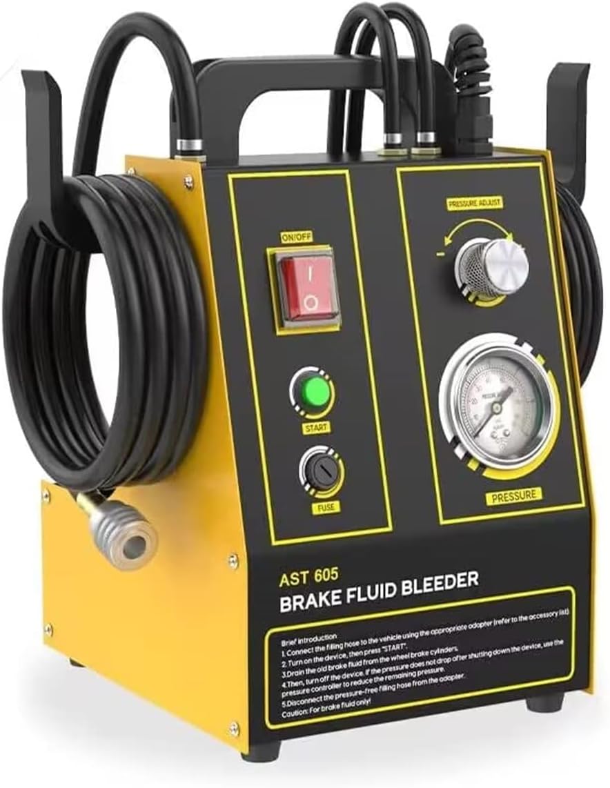 Automotive Brake Fluid Bleeder Kit, AST 605 Car Brake Oil Exchanger Machine with Pressure Monitoring and Adjustable Pressure (8.7~43.5psi)and Four Pumps Brake Oil Exchanger Tool apply for All Cars