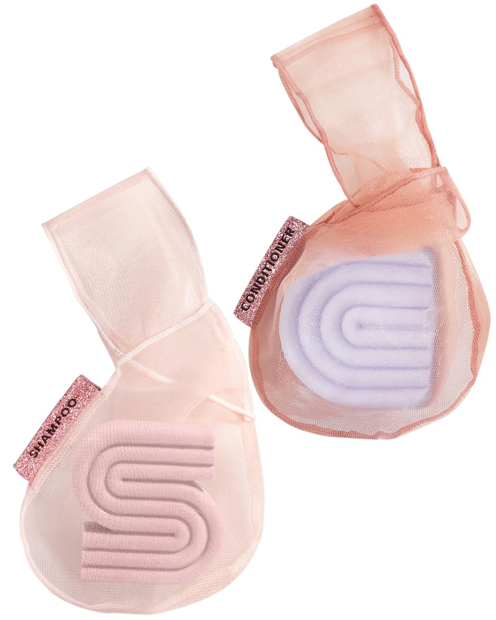 Kitsch Bar Soap Saver Bag – Recycled Mesh Beauty Bar Pouch for Body Wash, Conditioner & Shampoo Bars, Holder to Preserve Soap, Eco-Friendly, Patented Bag, 2pc Set - Blush & Terracotta