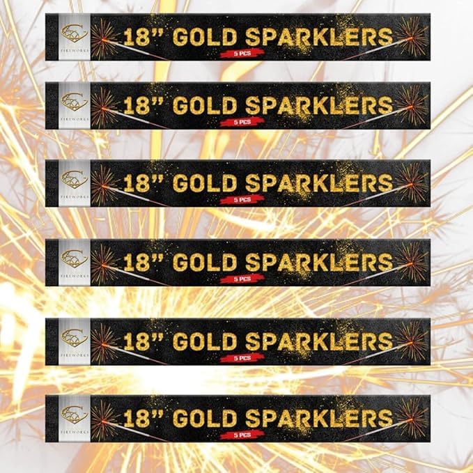 Gold spraklers (18") Perfect for Weddings Birthday Parties Halloween Bonfire Night Christmas and New Year (150)