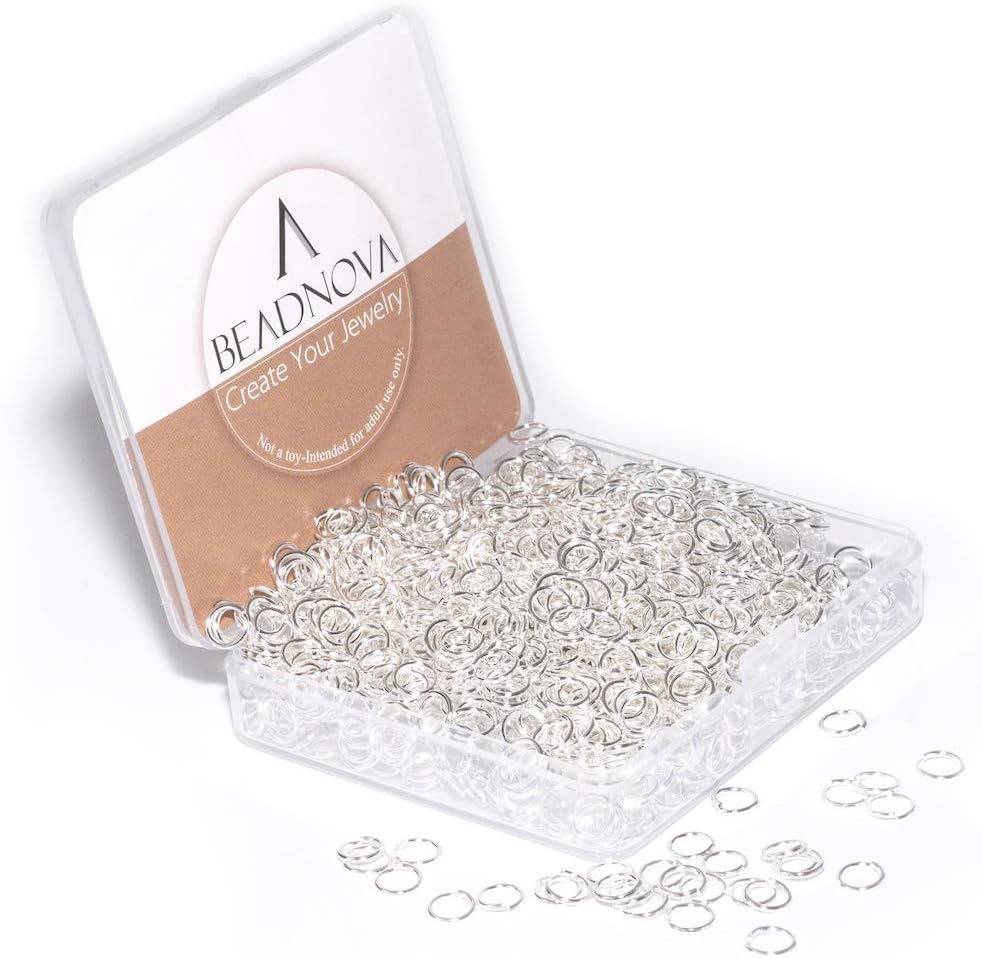 BEADNOVA 6mm Jump Rings Silver Jump Rings for Keychains Jewelry Findings for Necklace Repair (1200Pcs)