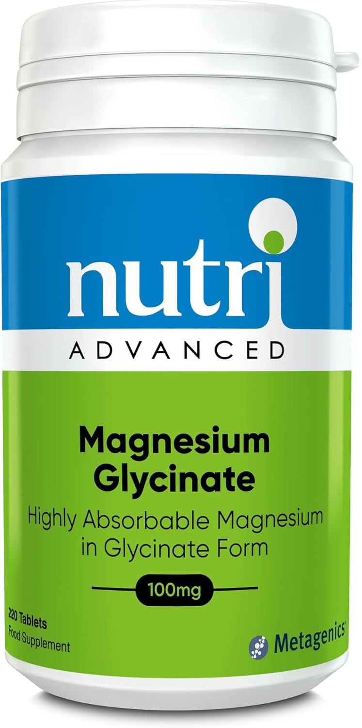 Nutri Advanced Magnesium Glycinate 100mg High Strength Supplement - Sleep Support - Easily Absorbable, Gentle on Digestion - 220 Tablets