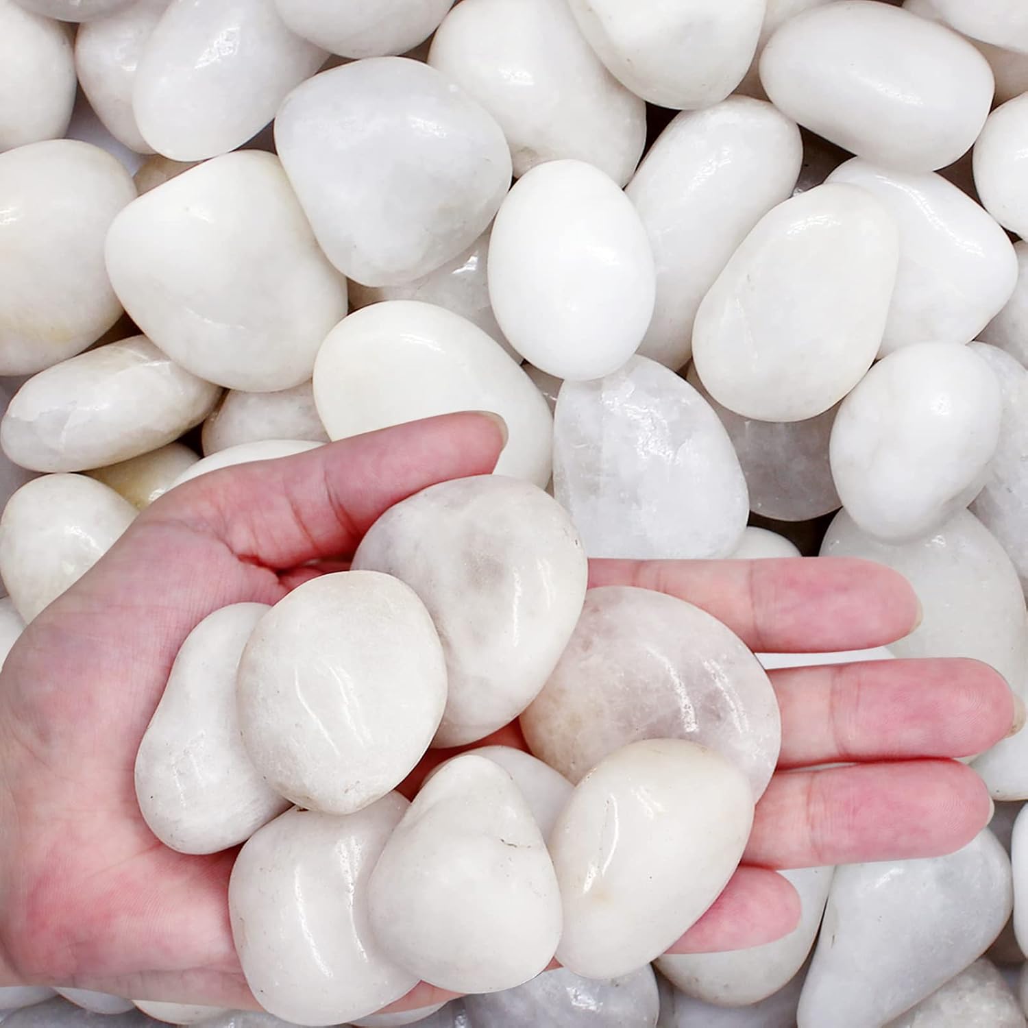 2.2lb White Pebbles Natural Decorative Stone Polished Gravel River Rocks for Plants, Home DIY Decor,Aquarium Gravel,Vase Fillers,Fairy Garden,Landscaping Outdoor Stones