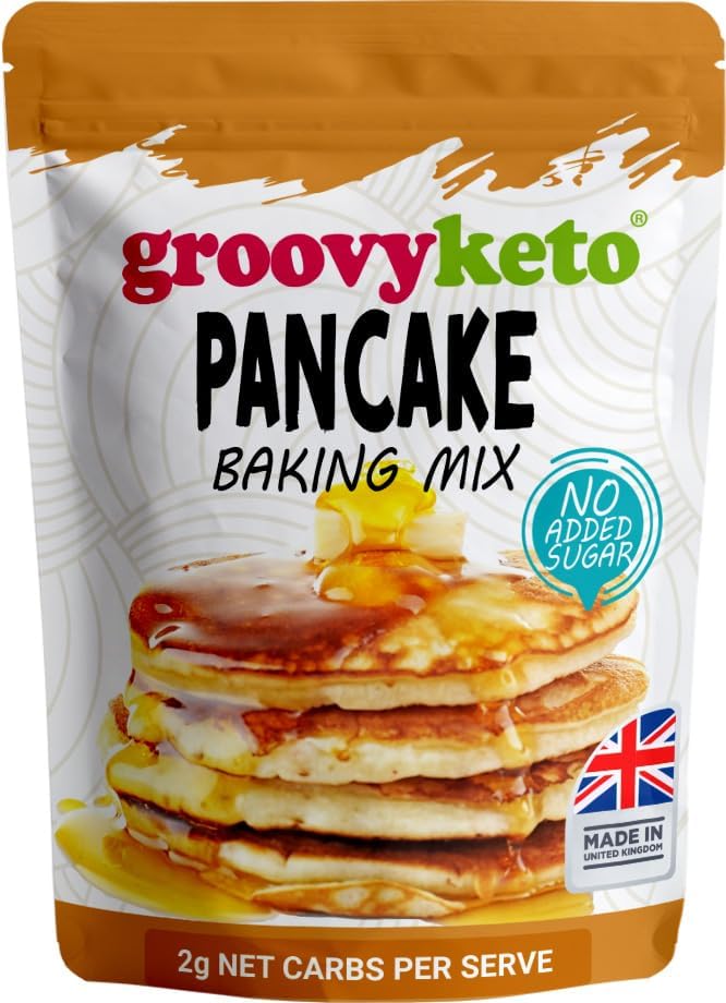 Groovy Keto Pancake & Waffle Mix | Low Carb | Keto Friendly | Sugar Free - Great alternative to Sweet American Style Pancakes - No Added Sugar, Diabetic Friendly, High Protein & Fibre - 240g pouch