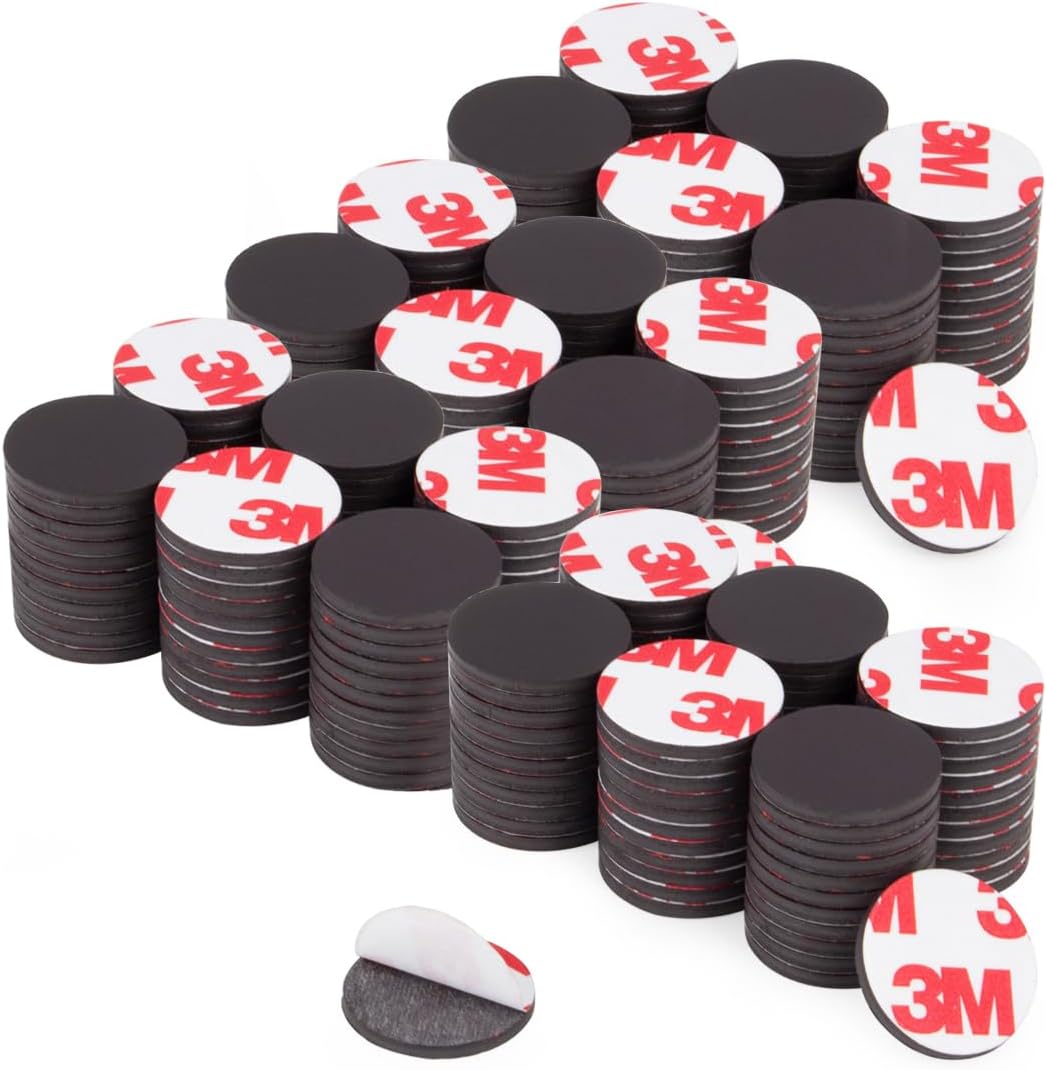 Towjug Round Magnets with Adhesive Backing, 180 Pieces 3M Magnetic Dots (Diameter 0.8’’ x 0.08”) Anisotropy Flexible Sticky Circle Magnets Tape for Whiteboard, Refrigerator, Crafts, Classroom