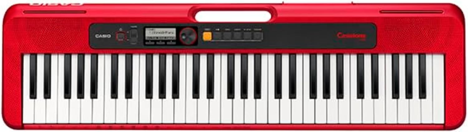 Casio Casiotone CT-S200RD – 61-Key Portable Keyboard for Beginners | 400 Tones, 77 Rhythms, LCD Display, Dance Music Mode, USB-MIDI, Stereo Speakers | Includes Power Supply & Music Rest | Red