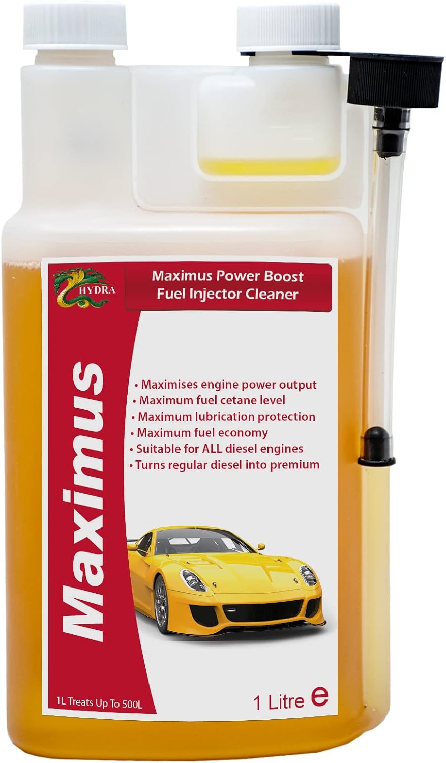 HYDRA MAXIMUS fuel injector cleaner, 1 Litre treats Up To 500 L, for cleaning diesel injectors performance enhancing diesel turbo cleaner additive for diesel fuel EGR valve cleaner diesel engines