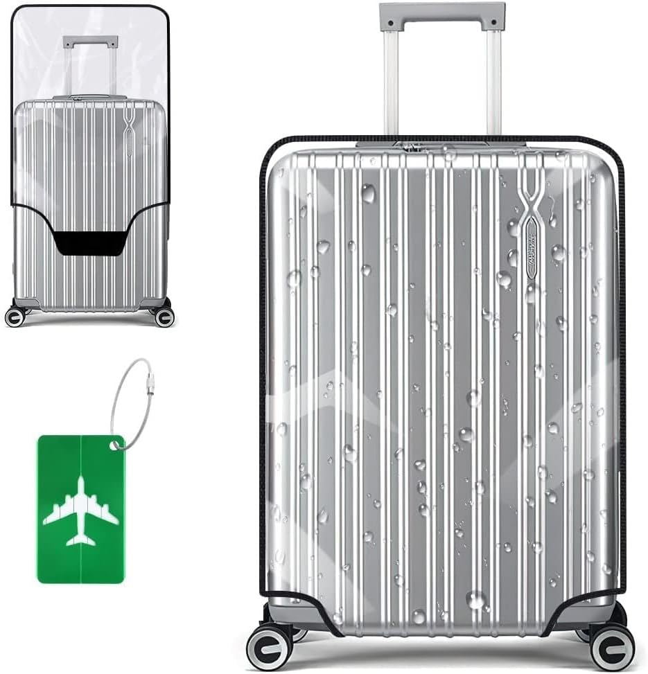 Flintronic Travel Luggage Clear PVC Cover, Luggage Cover Reusable, Suitcase Cover Washable, 30 Inch Suitcase Protective Cover, with Luggage Tag*1