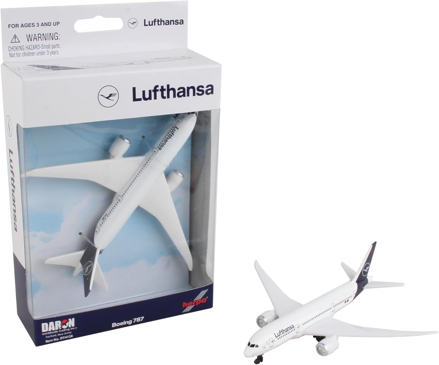 Herpa Aviation Single Airplane Lufthansa Boeing 787, Small Scale, Aeroplane Model, Toy Miniature Model for Children Age 14+