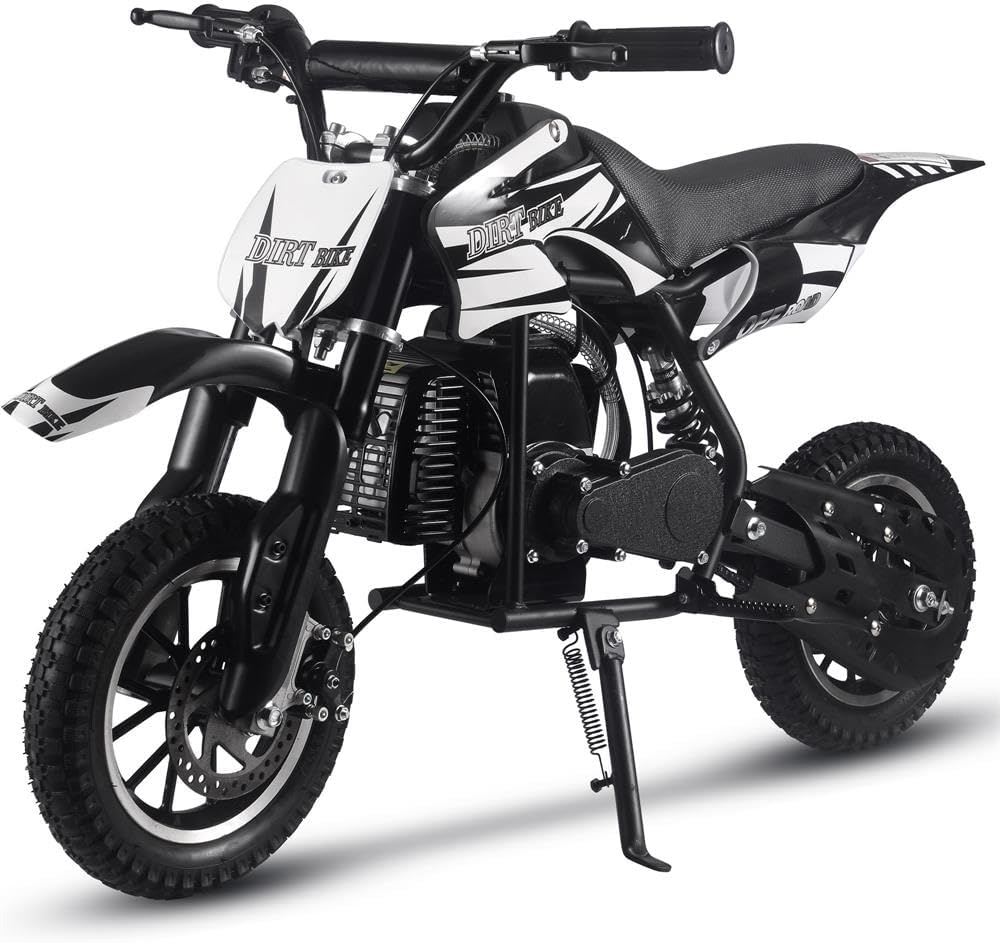 TOXOZERS Alien001 Mini Dirt Bike, 50CC 2-Stroke Kids Dirt Bike, EPA Approved Gas Powered with Front Fork and Rear Mono Shock, Up to 25 Mph, Weight Support Up to 130 LBS (Black)