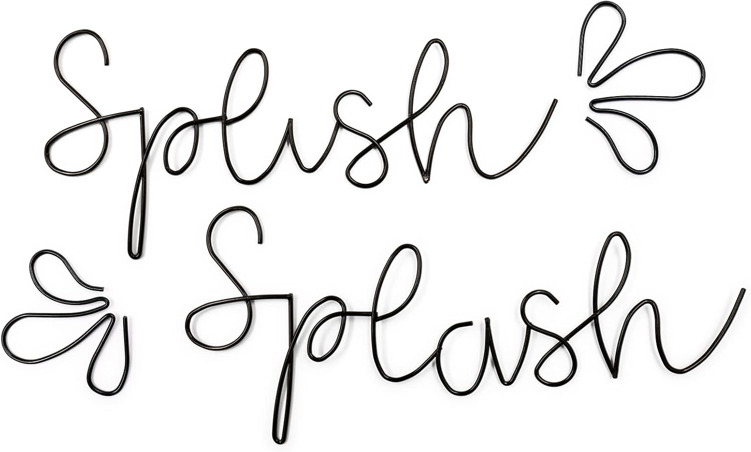 Qmetalart Splish Splash Bathroom Decor Wall Art Black Metal Wire Words Funny Signs Housewarming Wedding Gift Ideas
