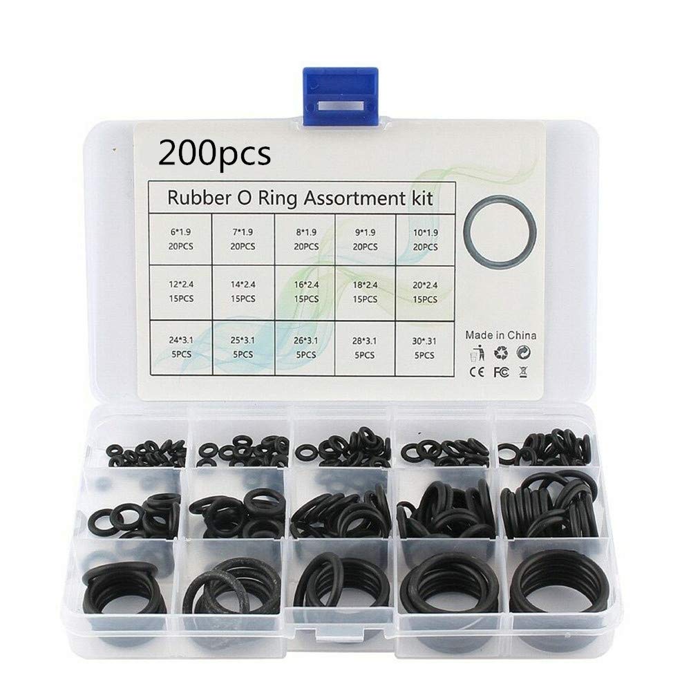 200PCS O-Ring Gasket kit Rubber Washer Seals Assortment Set Electrical Gasket Ring for Plumbing Washer Seal & Auto Quick Repair (200)