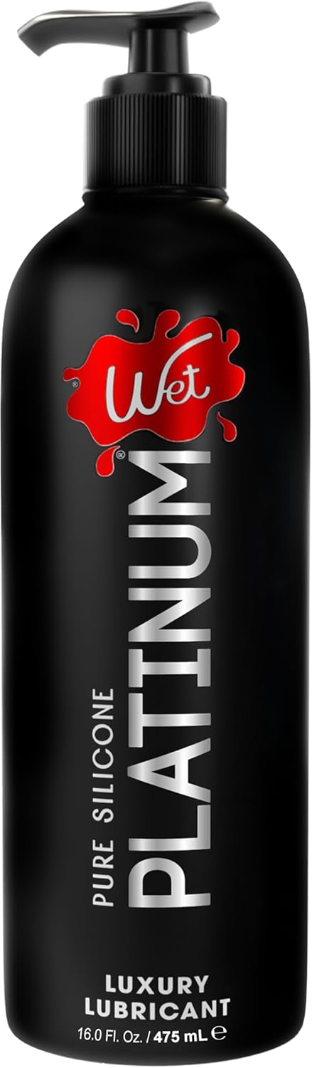 Wet Platinum Silicone-Based Personal Lubricant | Ultra Smooth, Super Slick, Hypoallergenic, Long-Lasting Performance, Waterproof Formula| Lube for Men, Women & Couples, 16 fl oz