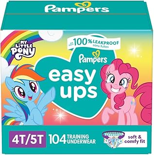 Pampers Easy Ups Girls & Boys Potty Training Pants - Size 4T-5T, One Month Supply (104 Count), My Little Pony Training Underwear (Packaging May Vary)