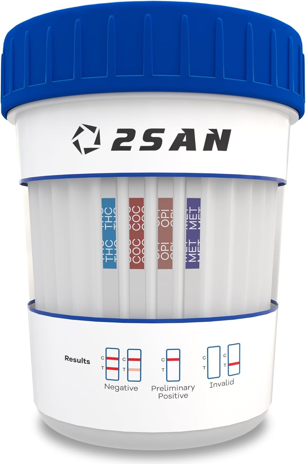 2San 4-Panel Drug Test Cup – Fast 5-Min Results – Detects THC, Cocaine (COC), Methamphetamine (MET), Opiates (OPI) – Accurate Home & Workplace Urine Screening Kit – FSA/HSA Eligible