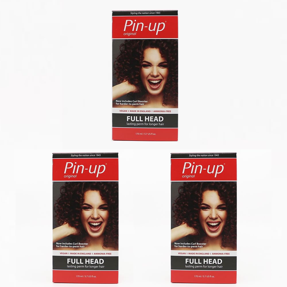 Pin Up Full Head Home Perm Kit, At Home Perming Kit for Long Lasting and Natural Curls, Protein Rich for Soft and Shiny Hair, Suitable for All Hair Types, 5.75 fl oz Trio Pack