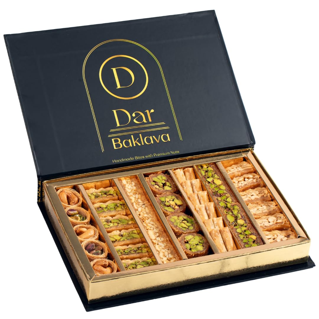 Nutlava Assorted Pistachio & Cashew Baklava Gift Box (40 Pieces) - Premium Ingredients, No Artificial Ingredients, Colors or Preservatives