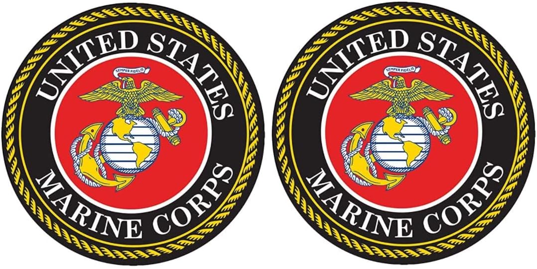 H&S (Pack of 2) United States Marine Sticker - Decal US Military Stickers for Car | Truck | Windows | Any Smooth Surface | 4 inches