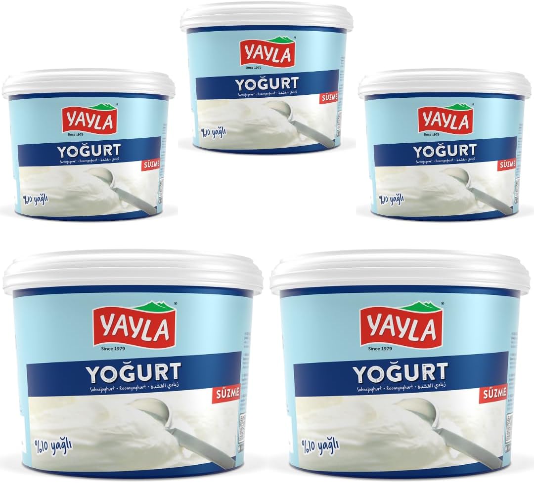 By Pufai Grocery, Yayla Yoghurt Afyon Turkish Style Strained Yoghurt% 10 Fat 1000 Gramm x 5 yoghurt container