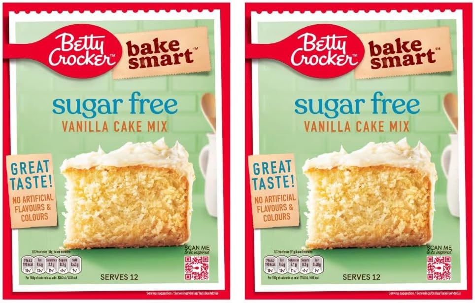 Bake Smart Sugar Free Vanilla Cake Mix 2X350g - Easy-to-Bake, No Added Sugar, Sweetener-Based, Moist & Fluffy Texture – No Artificial Flavours or Colours, Vegetarian-Friendly