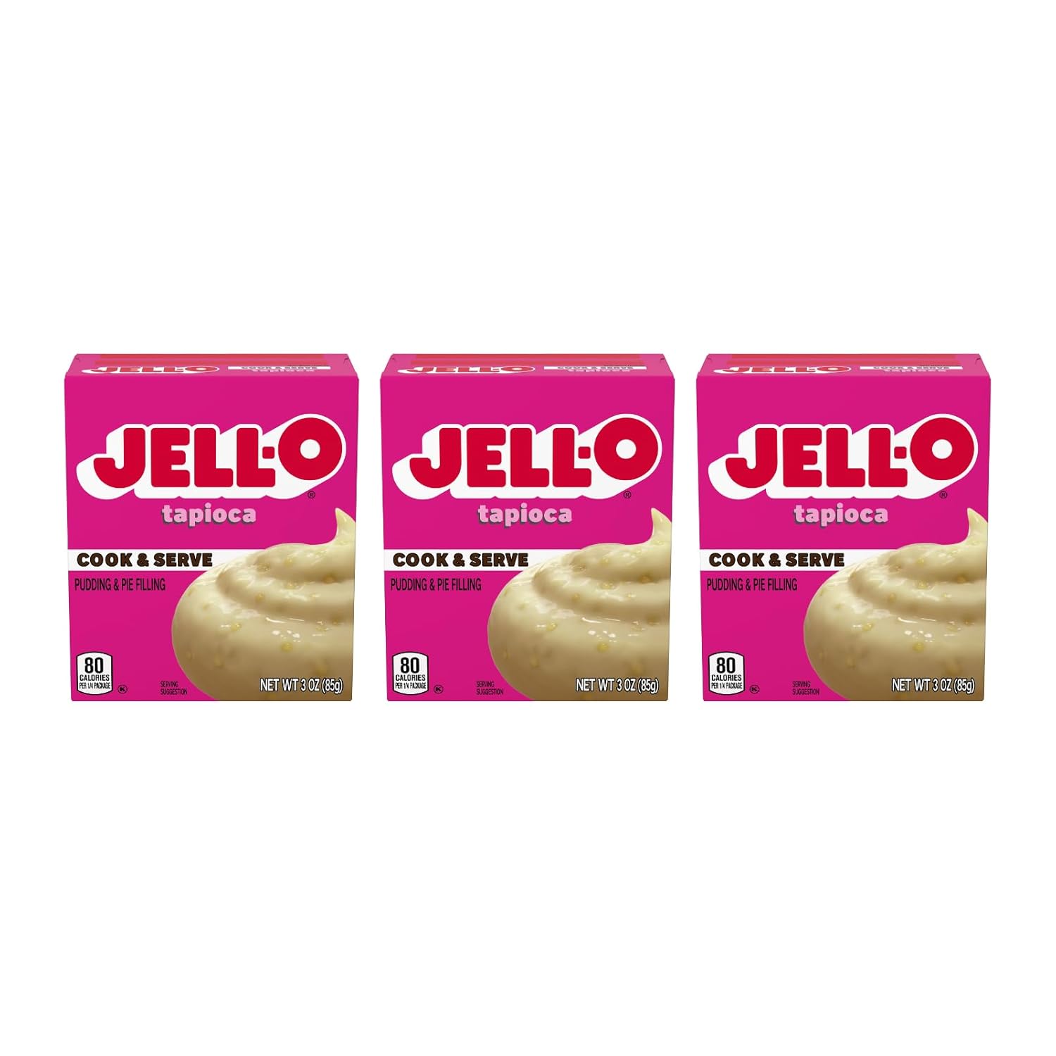 Jell-O Cook & Serve Fat Free Pudding & Pie Filling, Tapioca, 3 ct