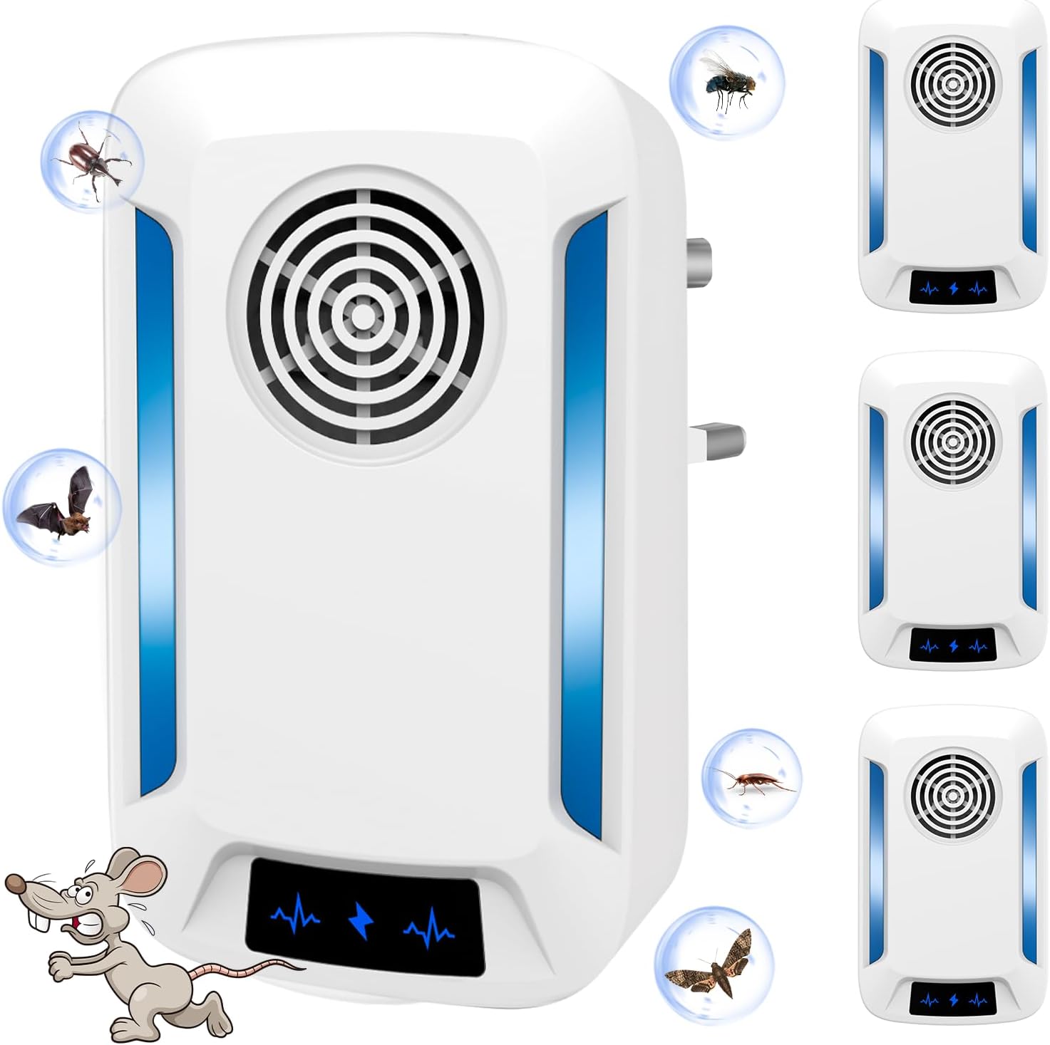 DOBWGXZ 4 Pack Ultrasonic Pest Repeller, Powerful Mice Repellent, Insect Repellent Plug In, Effective Pest Control for Rat, Spider, Cockroach, Rodent Etc, Safe for Humans and Pets