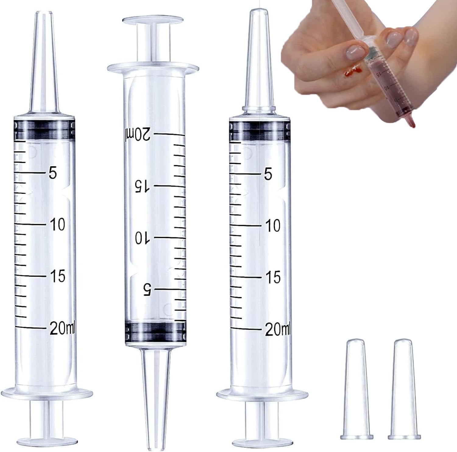 20ML Plastic Syringes 3 Pcs for Scientific Labs, Industrial Use, No Needle, Individual Packaging - Accurate Measuring Syringes Tools for Experiments, Crafting