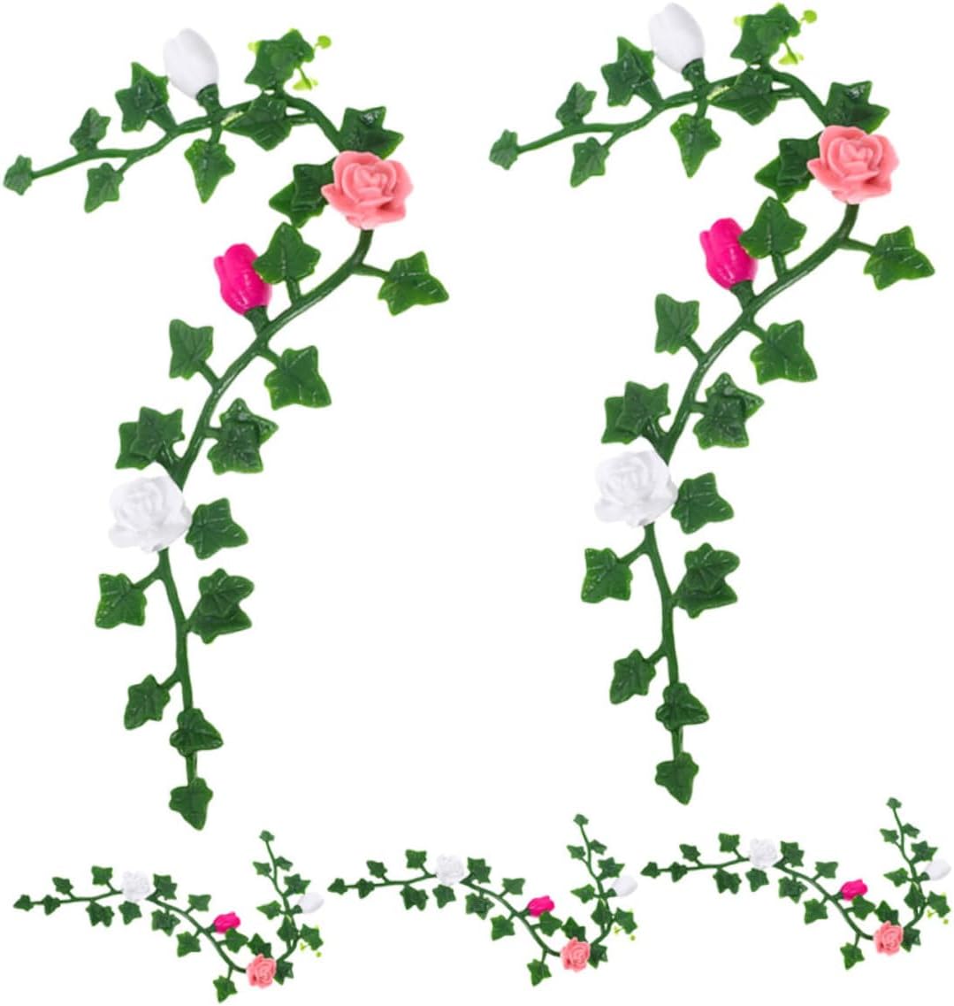 5Pcs Miniature Floral Vine Model Artificial Flower Vines for Dollhouse Garden Decor for DIY Crafts Mini Landscape Layout Material