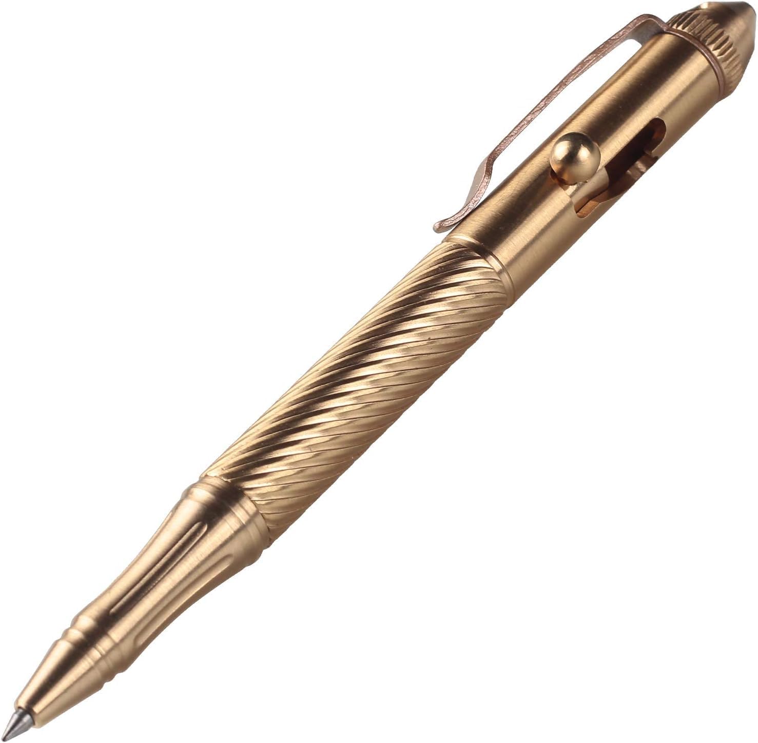 SMOOTHERPRO Solid Brass Bolt Action Pen Ballpoint Pen Stainless Steel Clip for Business EDC Signature Color Natural (BTA971)