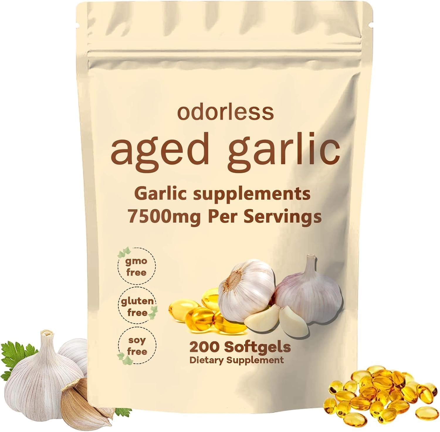 Aged Garlic Extract 7500mg Odorless, Micro Ingredients, Daily Immune For Adults,1PCS